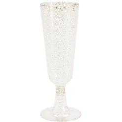 Flûte à champagne plastique réutilisable x4 doré pailleté Ø6xH23cm < Gifi Sale
