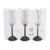 Flûte à champagne x3 en verre avec pied gris fumé 21,5cl