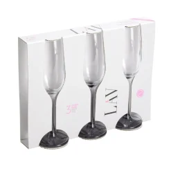 Flûte à champagne x3 en verre avec pied gris fumé 21,5cl
