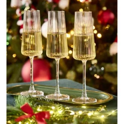 Flûte à champagne X3 pcs 25 cl verre motif strié Ø7XH26 cm < Gifi Best