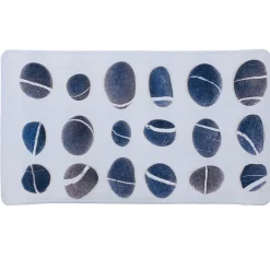 Fond de douche pvc blanc motif galets gris