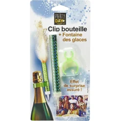 Fontaine de glace feu d'artifice bouteille
