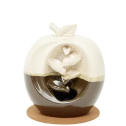 Fontaine à encens forme pomme beige et marron H16 cm