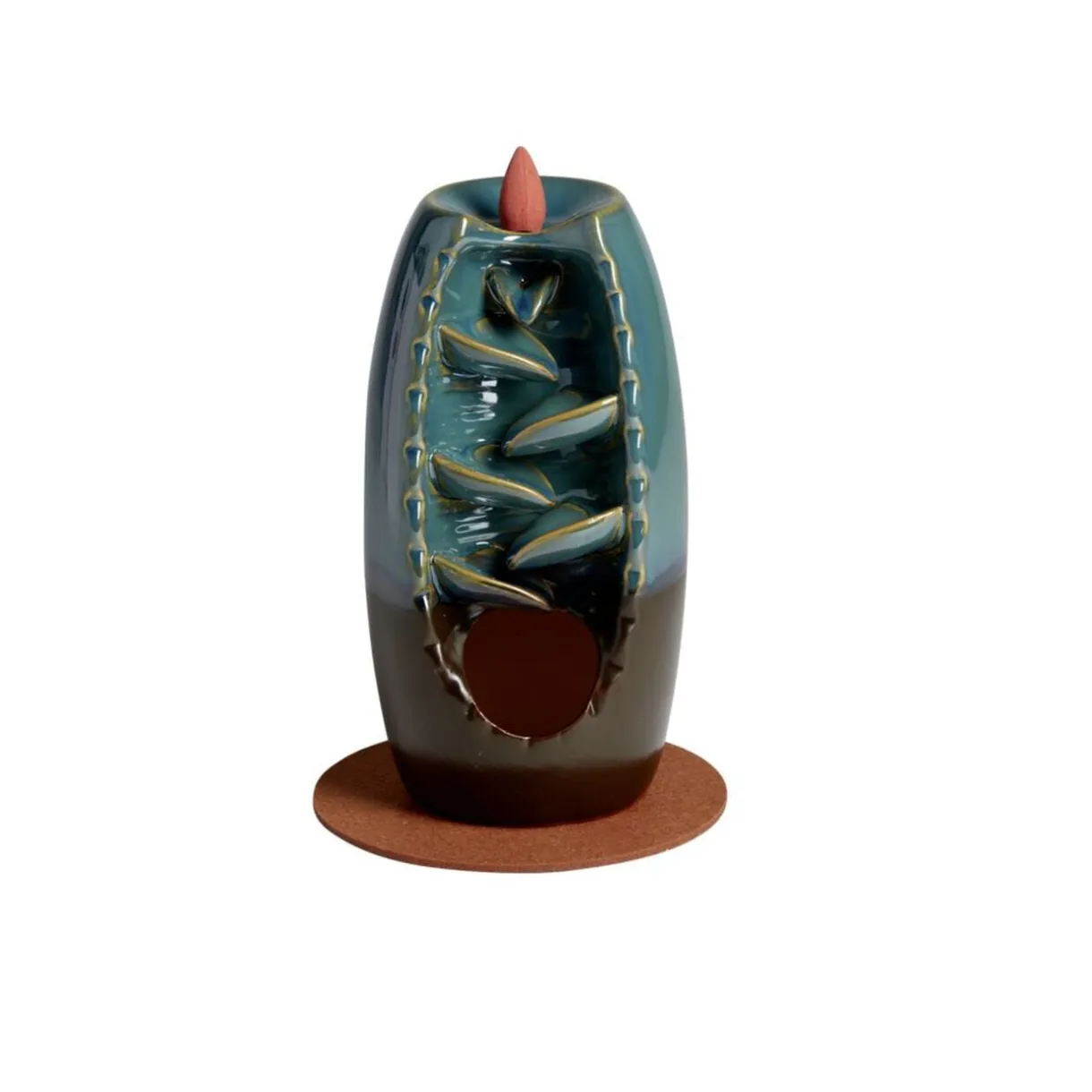 Fontaine à encens grès bleu Ø10xH20cm < Gifi
