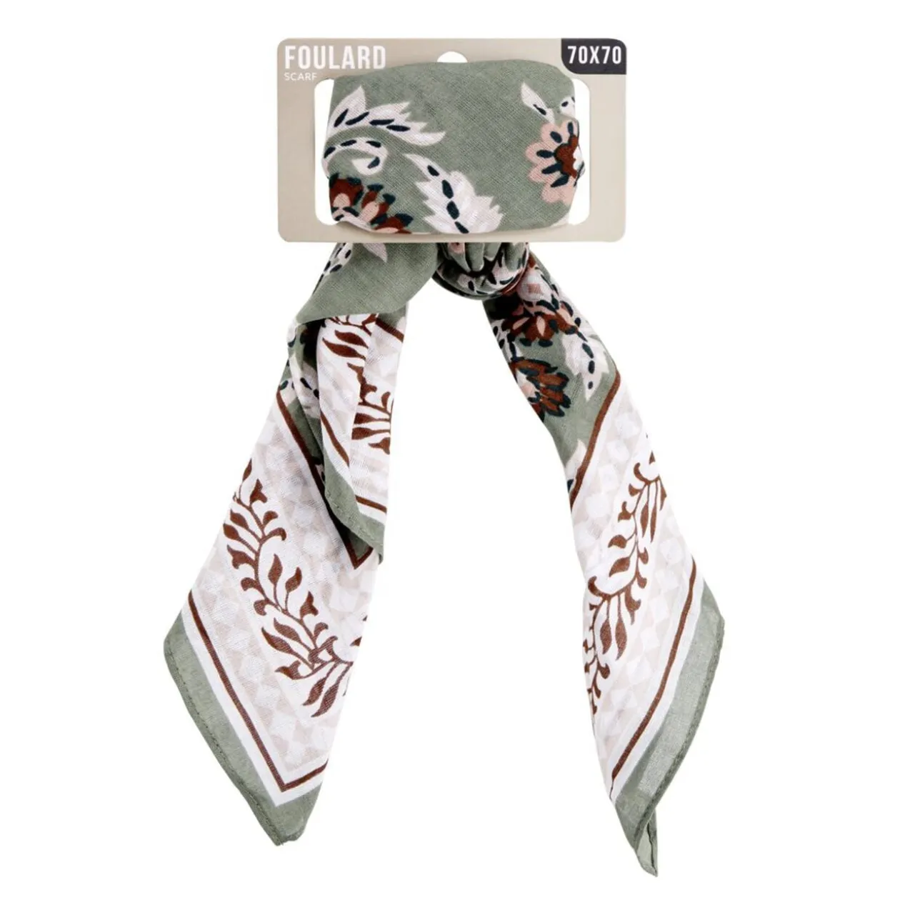 Foulard carré 100% coton 70x70cm (2 modèles)