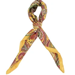 Foulard carré tissu imprimé jaune 45x45cm