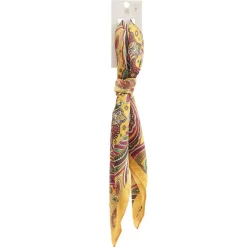 Foulard carré tissu imprimé jaune 45x45cm