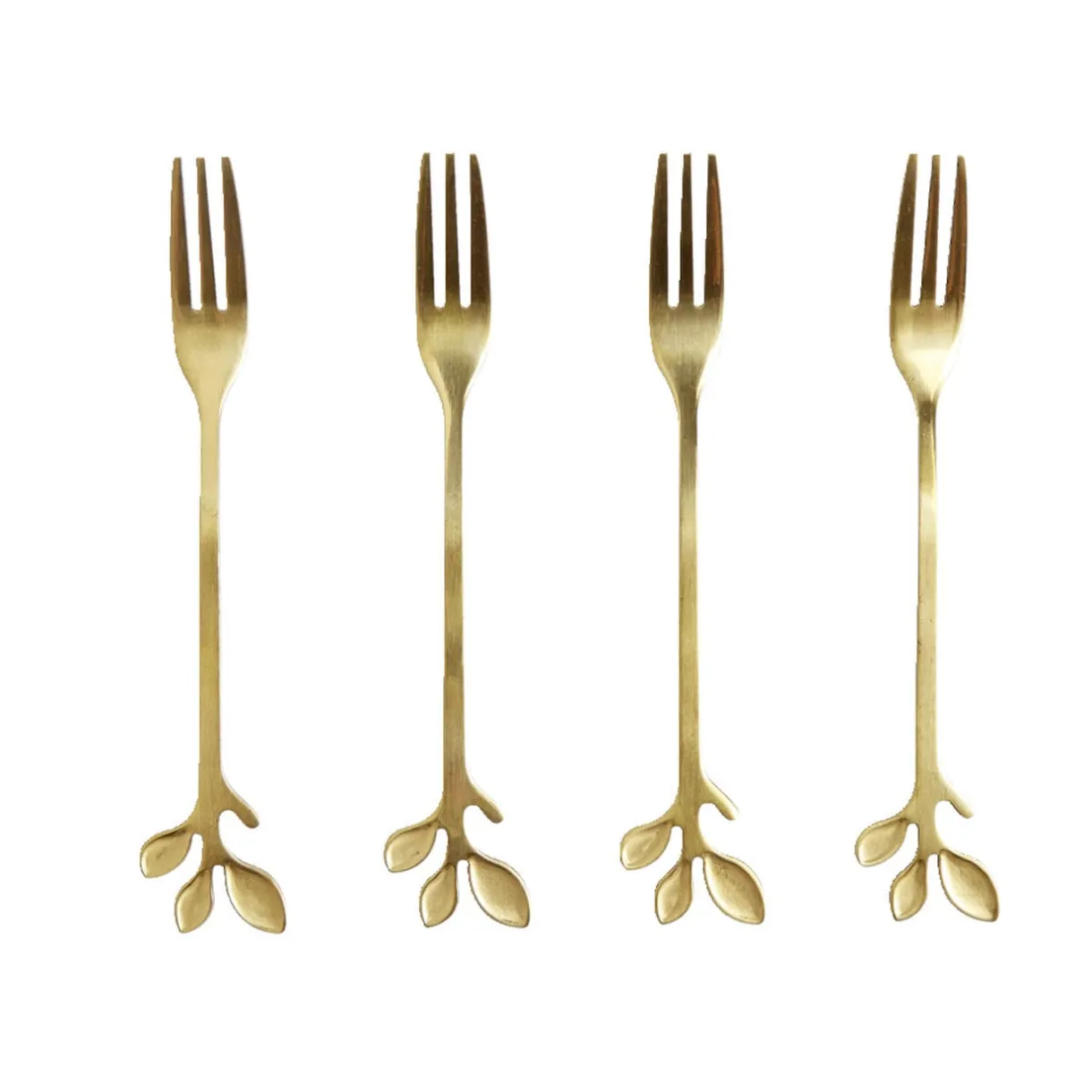 Fourchette à dessert x4 design feuille inox doré L15cm < Gifi New