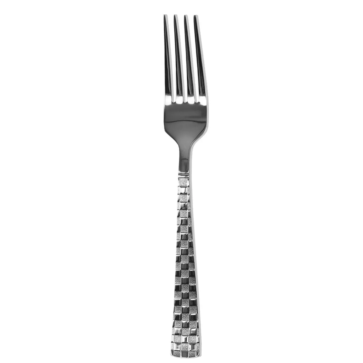 Fourchette inox design damier finition miroir