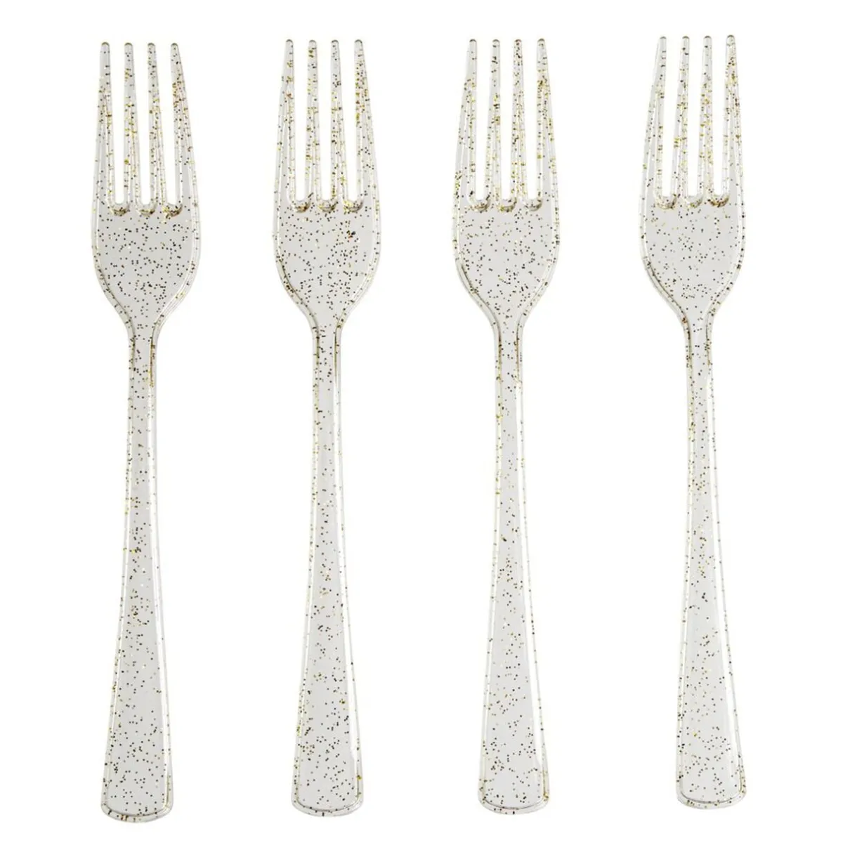 Fourchette plastique réutilisable x4 doré pailleté L17cm < Gifi Best