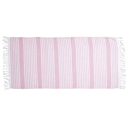 Fouta 100% coton rayée rose et blanc 152x71cm < Gifi Discount