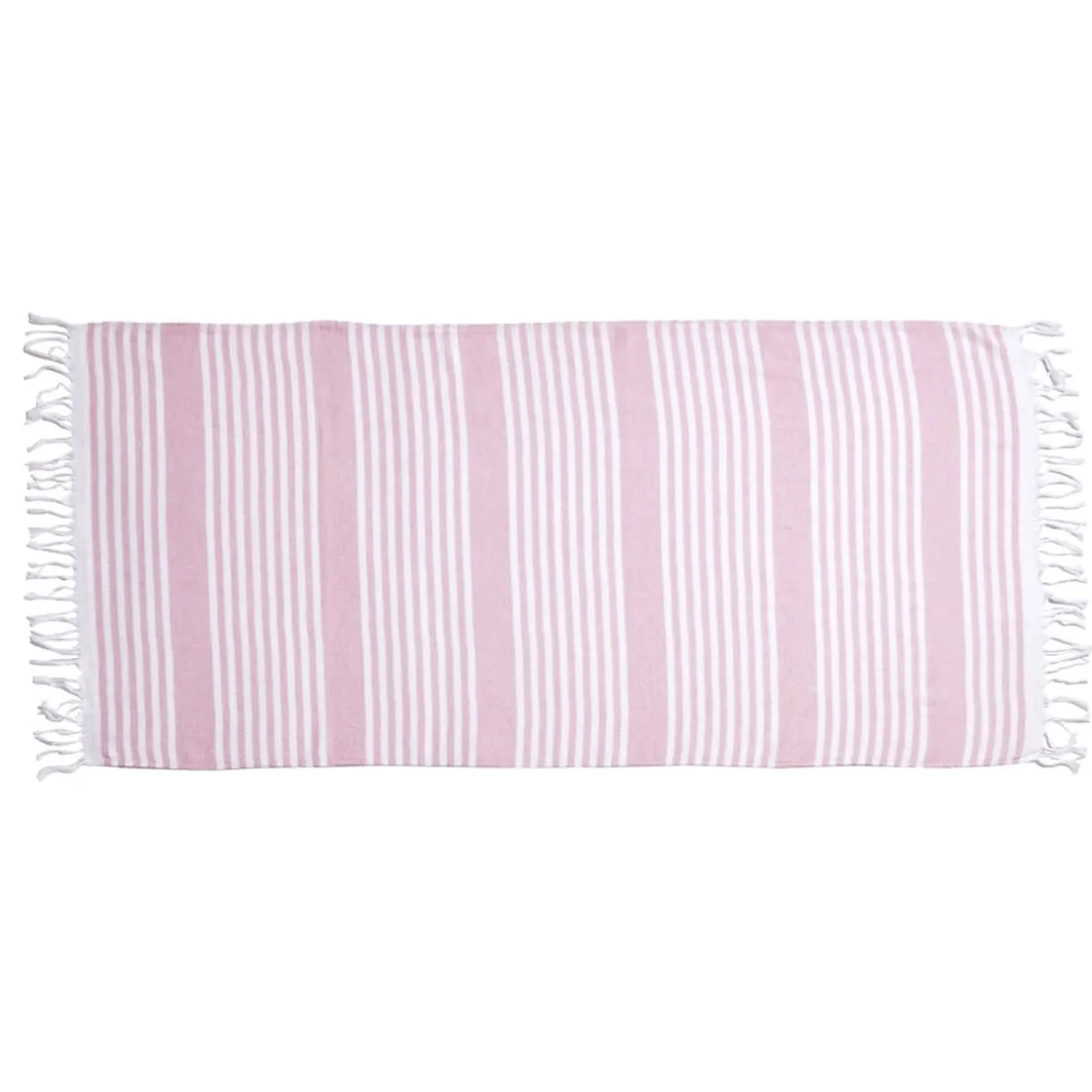 Fouta 100% coton rayée rose et blanc 152x71cm < Gifi Discount