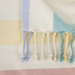 Fouta de plage 1 personne coton bayadère rayures colorées 92x165cm