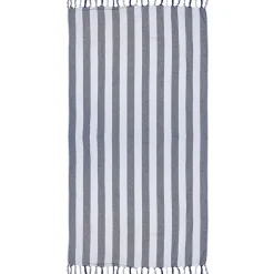 Fouta de plage 1 personne marinière blanc et bleu 90x180cm