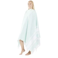 Fouta 2 personnes 190x190cm avec trou pour parasol bleu et blanc