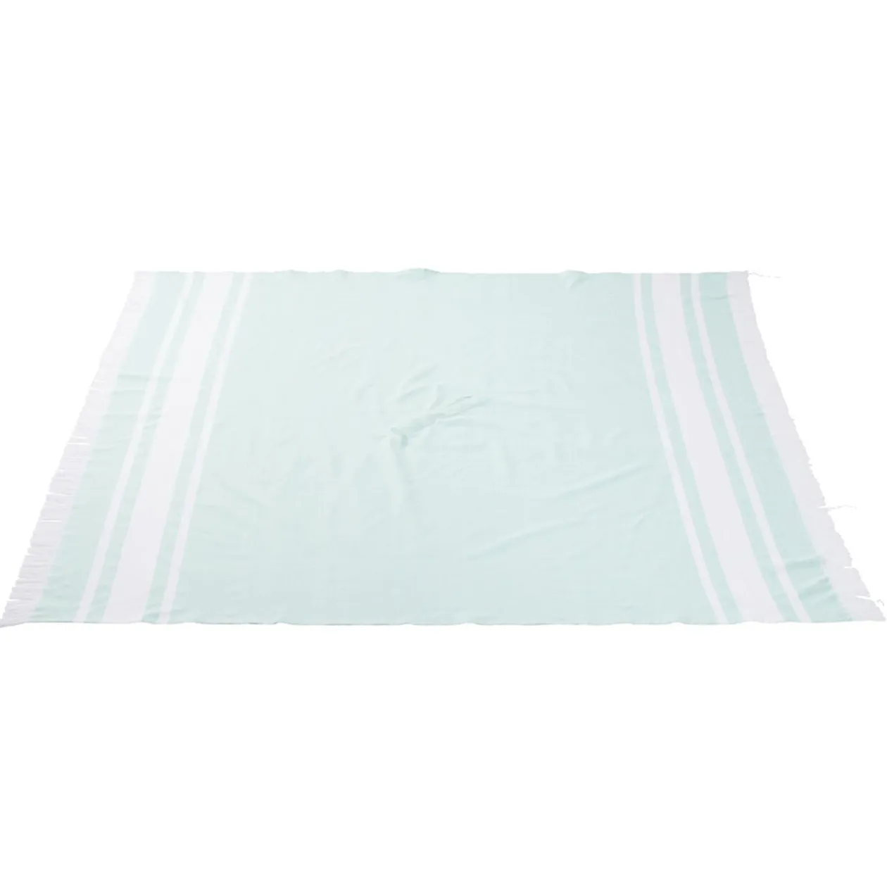 Fouta 2 personnes 190x190cm avec trou pour parasol bleu et blanc