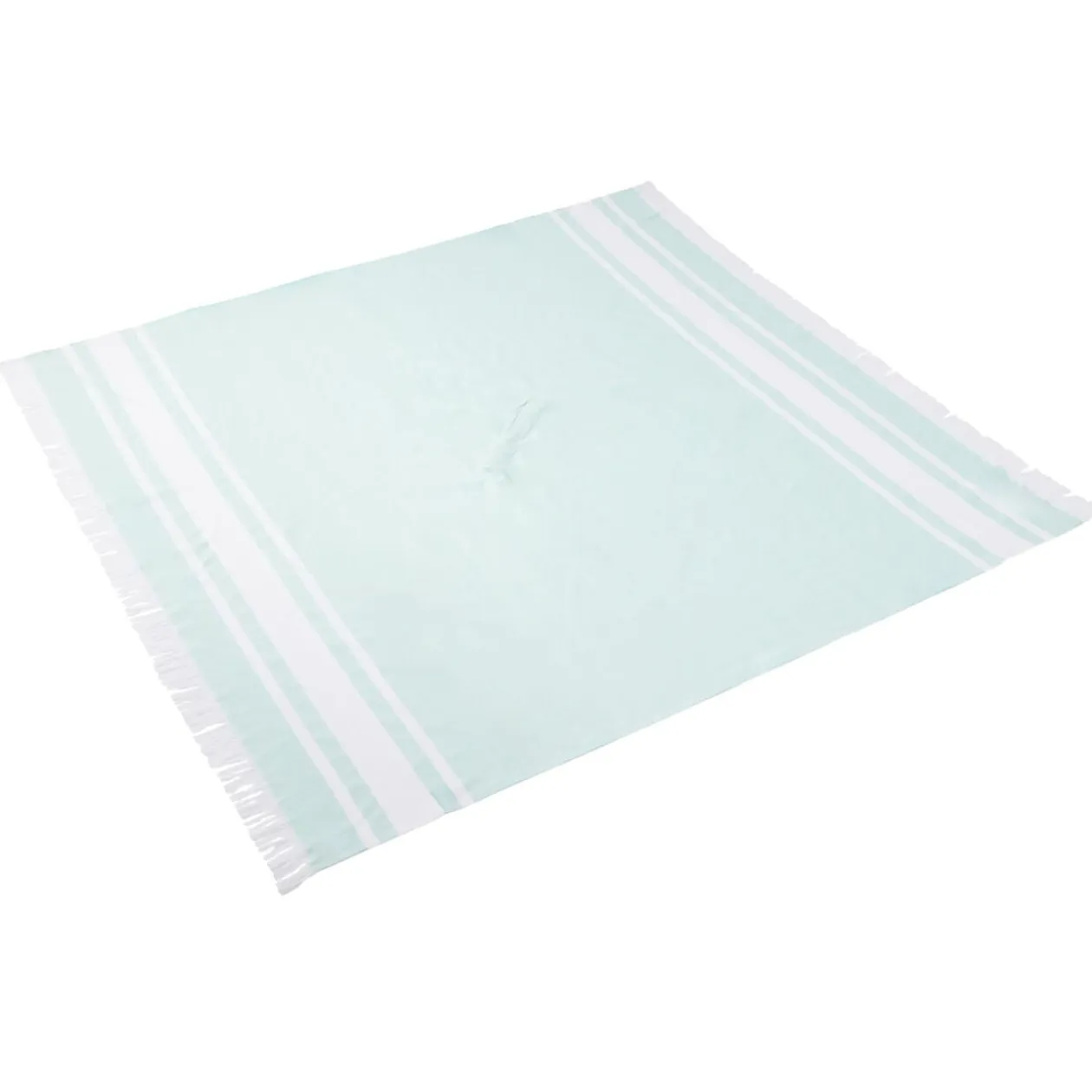 Fouta 2 personnes 190x190cm avec trou pour parasol bleu et blanc