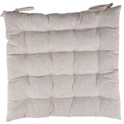 Galette de chaise carrée motif botanique beige 40x40cm