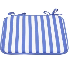 Galette de chaise carrée rayures bayadères blanches et bleues 40x40cm < Gifi