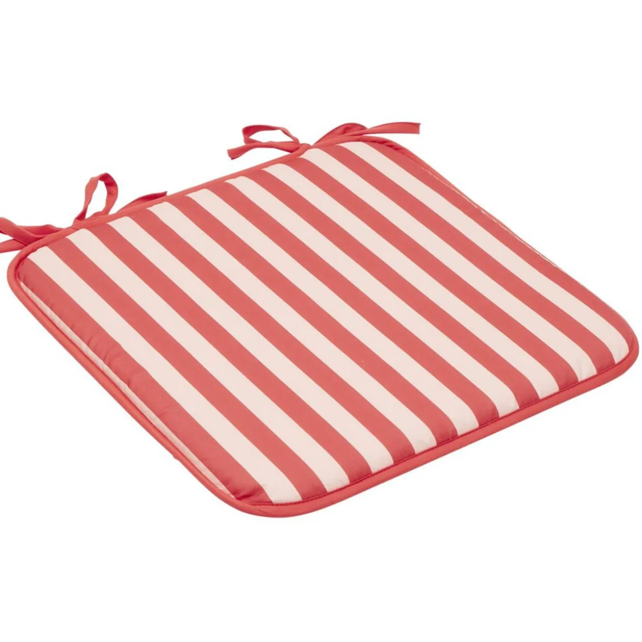 Galette de chaise carrée rayures bayadères blanches et rouges 40x40cm