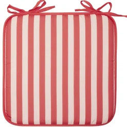 Galette de chaise carrée rayures bayadères blanches et rouges 40x40cm