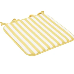 Galette de chaise carrée rayures bayadères blanches et jaunes 40x40cm < Gifi Hot