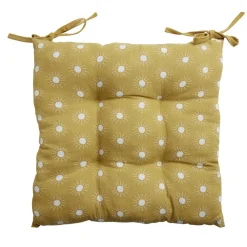 Galette de chaise carrée 38x38cm jaune moutarde motifs pois blancs < Gifi Best