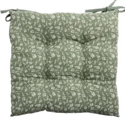 Galette de chaise carrée 38x38cm vert sapin motif floral blanc < Gifi Discount