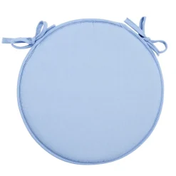 Galette de chaise ronde à nouettes unie Ø38cm (2 modèles jaune ou bleu)