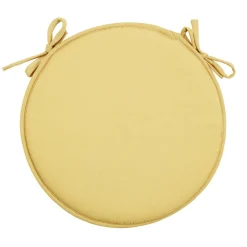 Galette de chaise ronde à nouettes unie Ø38cm (2 modèles jaune ou bleu)