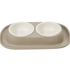Gamelle double antidérapante blanc taupe < Gifi Clearance