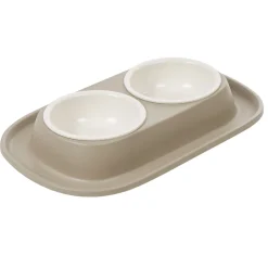 Gamelle double antidérapante blanc taupe < Gifi Clearance