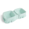 Gamelle double carrée pour chien plastique vert - 31,8x16,6xH6,5cm