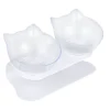 Gamelle double pour chat 350ml plastique transparent avec support 25x15xH13cm < Gifi Online
