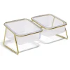Gamelle double pour chat support métal doré