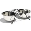Gamelle double pour chien en inox avec support