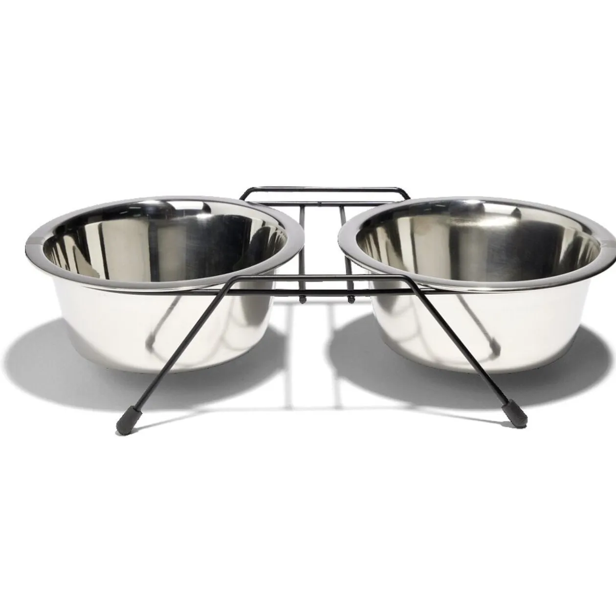 Gamelle double pour chien en inox avec support