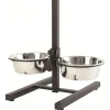 Gamelle double sur pied hauteur ajustable inox