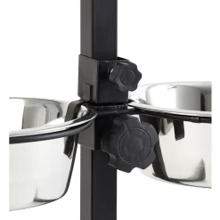 Gamelle double sur pied hauteur ajustable inox