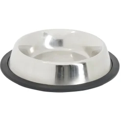 Gamelle ronde inox pour chien avec base antidérapante Ø15,6xH3,2cm