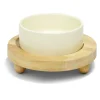 Gamelle ronde pour chien en dolomite avec socle en bambou Ø18,5cm < Gifi Hot