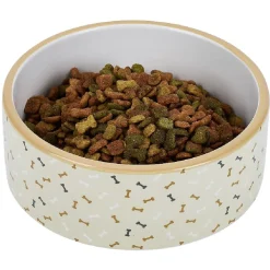 Gamelle ronde pour chien 850ml céramique motif os Ø16xH6cm
