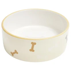 Gamelle ronde pour chien 850ml céramique motif os Ø16xH6cm