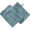 Gant de toilette x2 coton bleu canard 16x21cm