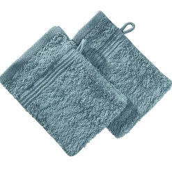 Gant de toilette x2 coton bleu canard 16x21cm
