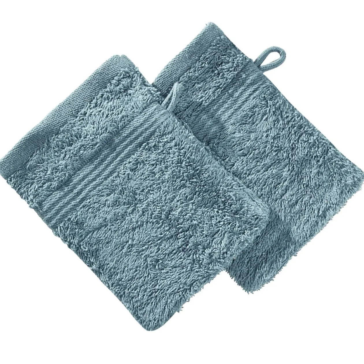 Gant de toilette x2 coton bleu canard 16x21cm