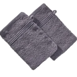 Gant de toilette x2 coton gris foncé 16x21cm