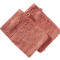 Gant de toilette x2 coton rouge 16x21cm