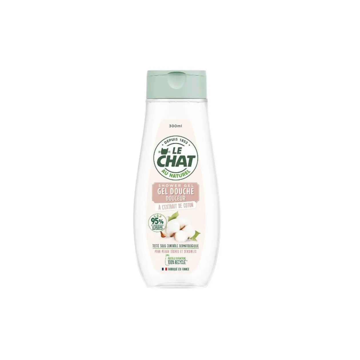 Gel douche douceur Le Chat Naturel à l'extrait de coton 300 ml