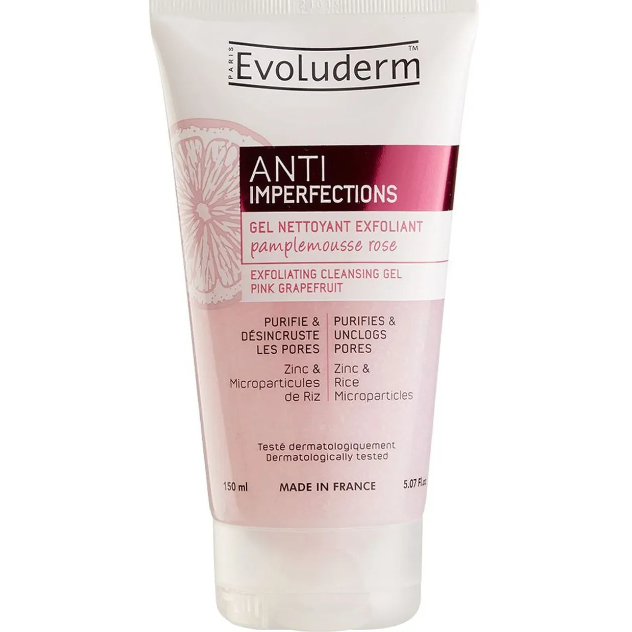 Gel nettoyant exfoliant Evoluderm anti imperfections 150 ml